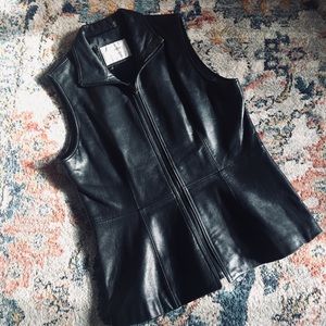 Preview Collection (Nordstrom) Black Leather Zip-up Vest, M